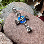 Gaelle Celtic Cross Opal Necklace - Blue