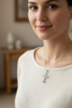 Gaelle Celtic Cross Opal Necklace