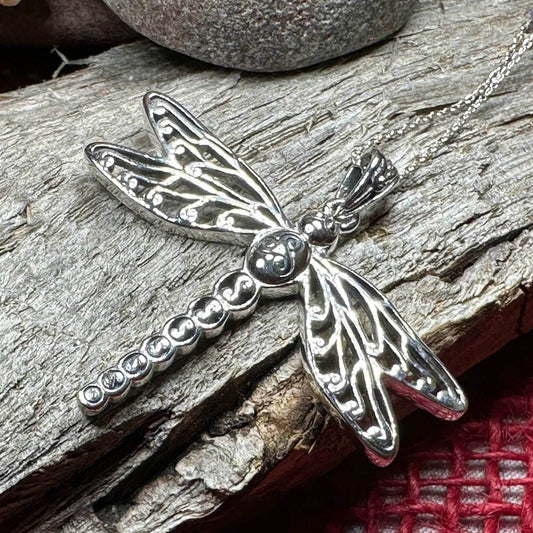 Triple Spiral Dragonfly Necklace - 18
