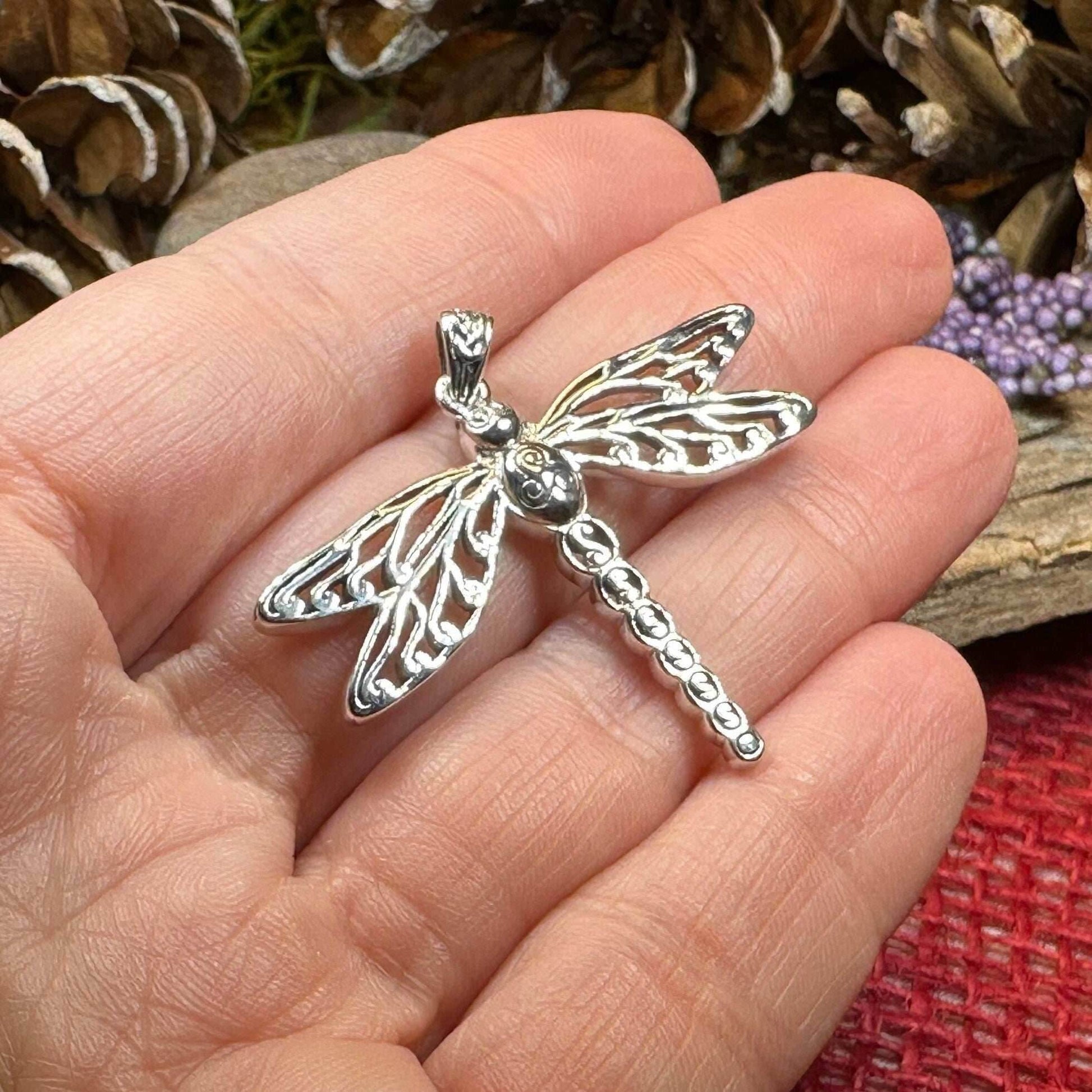 Triple Spiral Dragonfly Necklace - 18