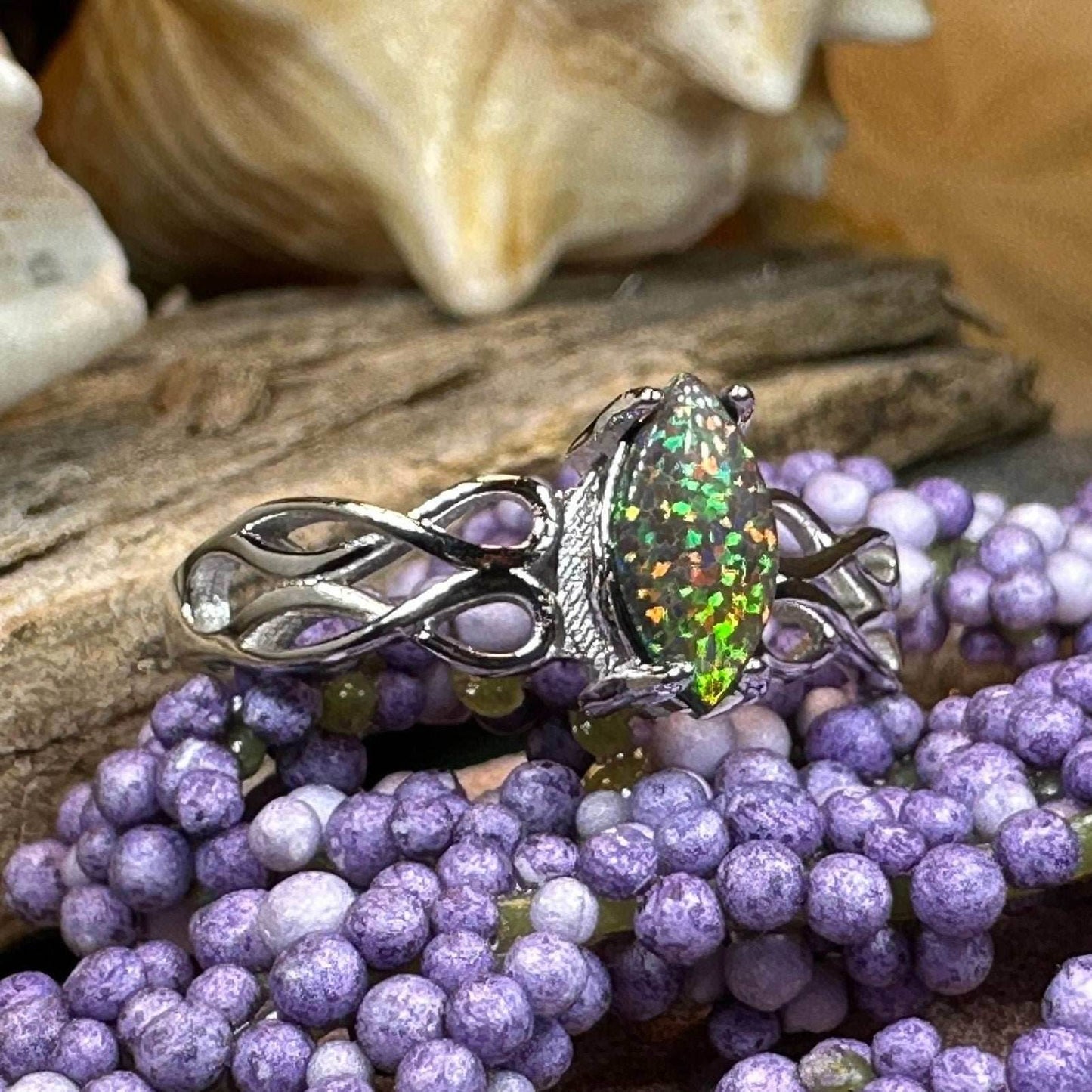Astrid Celtic Fire Opal Ring - 5