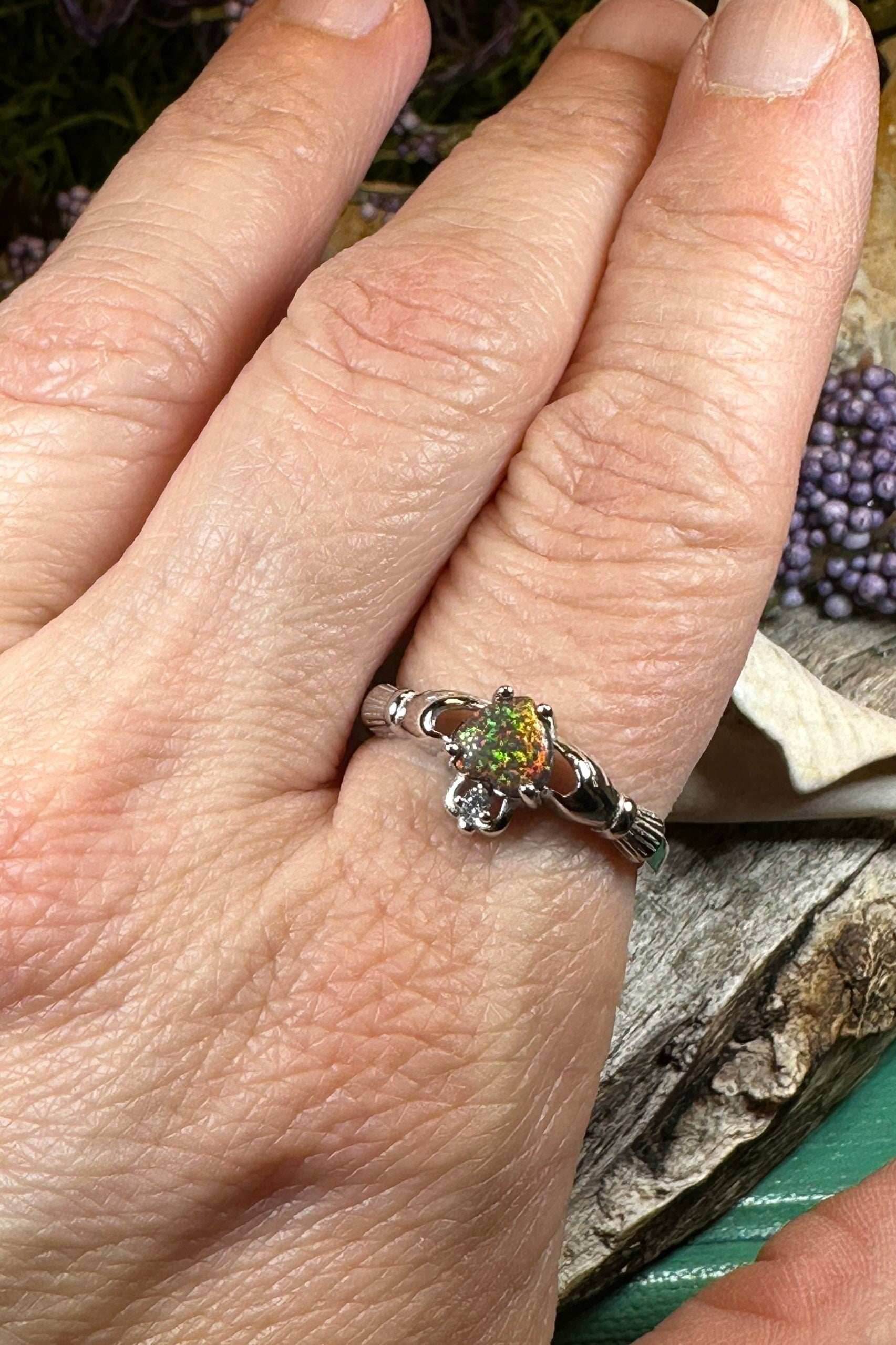 Black Opal Claddagh Ring - 4