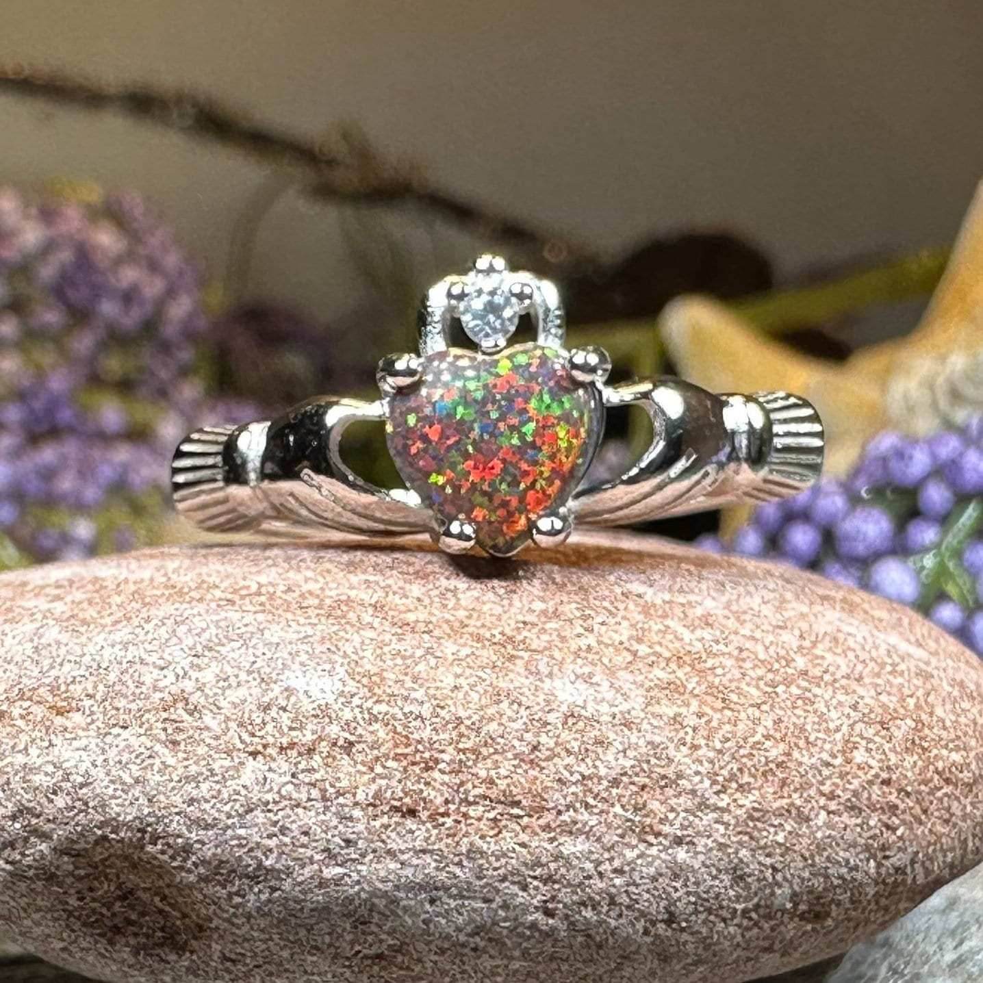 Black Opal Claddagh Ring - 4
