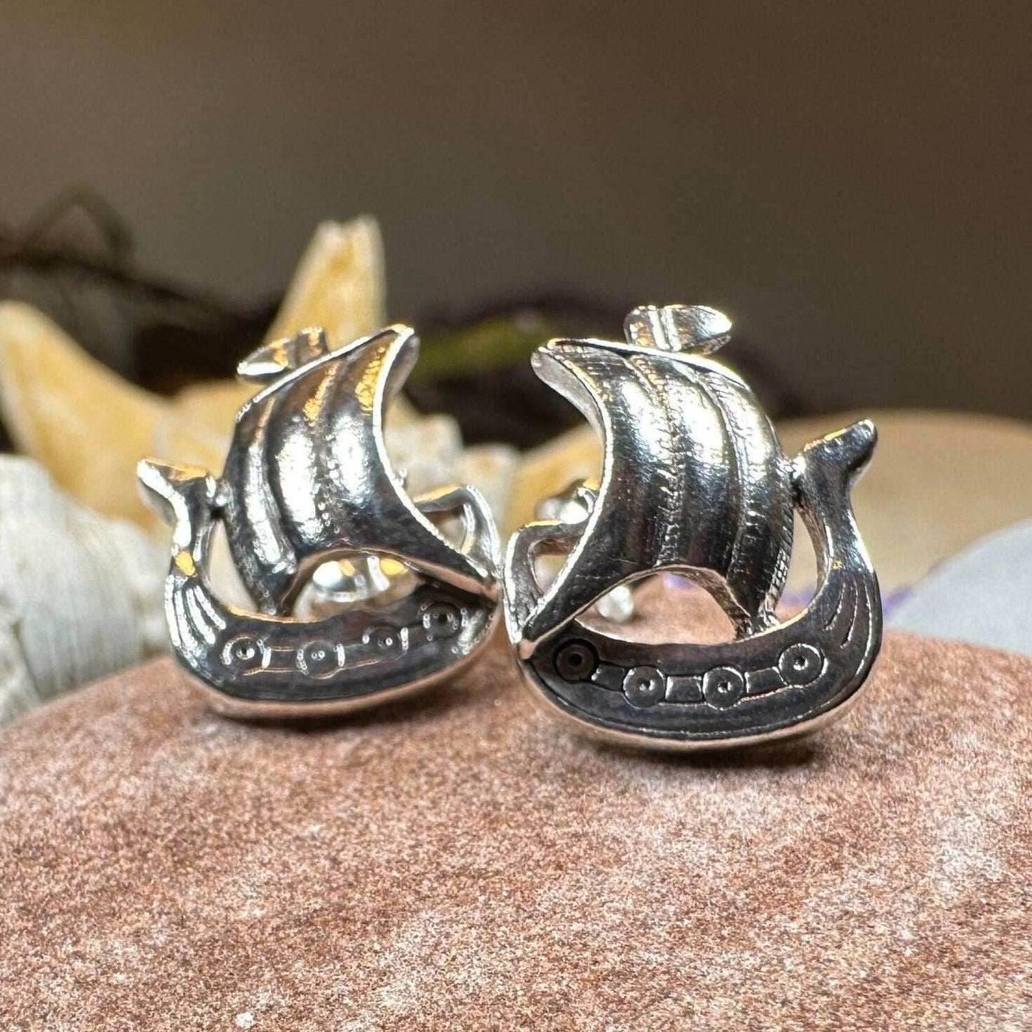 Viking Ship Post Earrings - 