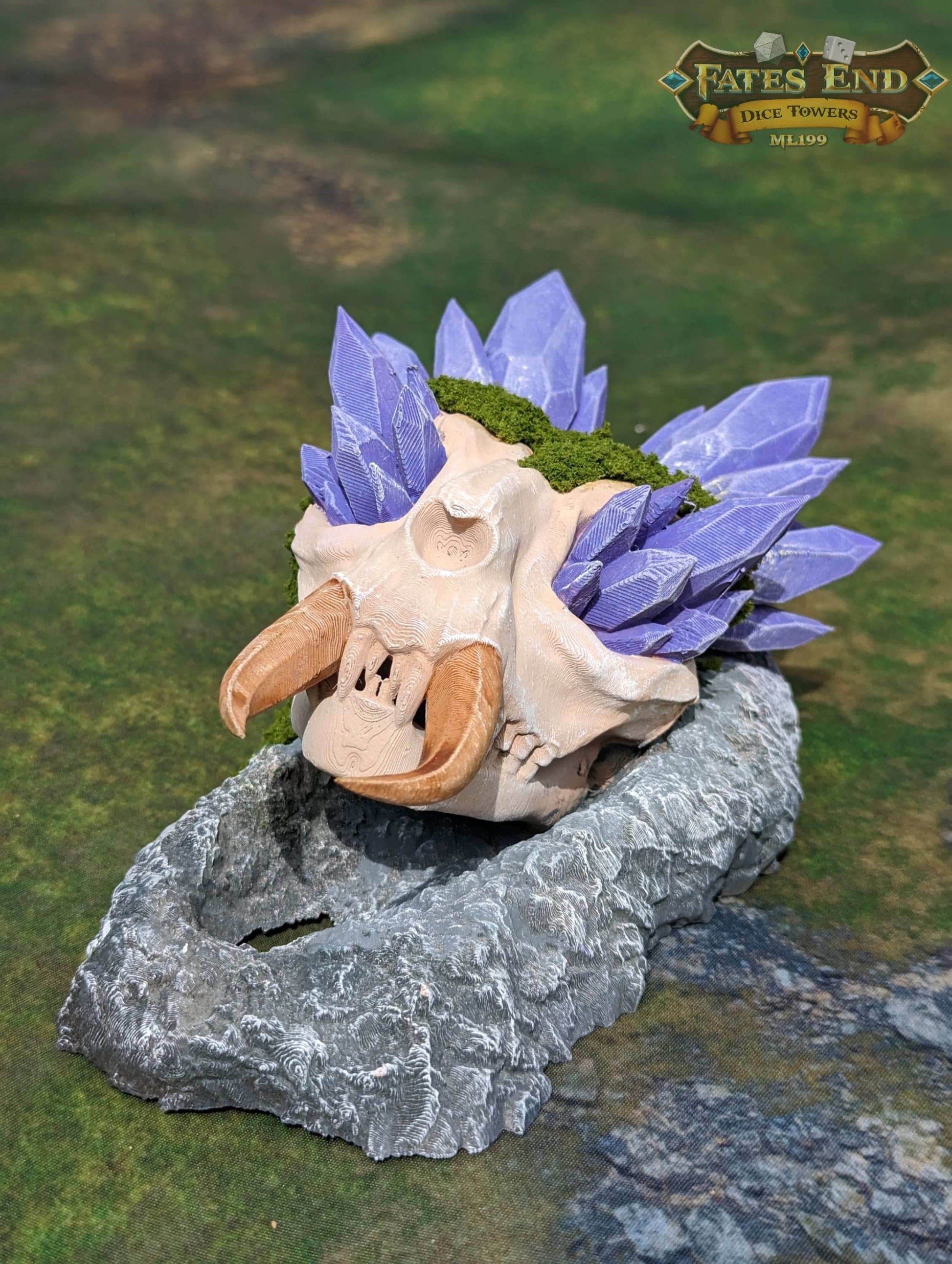 Warlock's Skull Demon Slayer 3D Printed Dice Tower-Fate's End Collection - Tabletop RPG Gaming Fantasy Cosplay - Conjure Epic Rolls! - Black / Yes- Include Random Dice Set