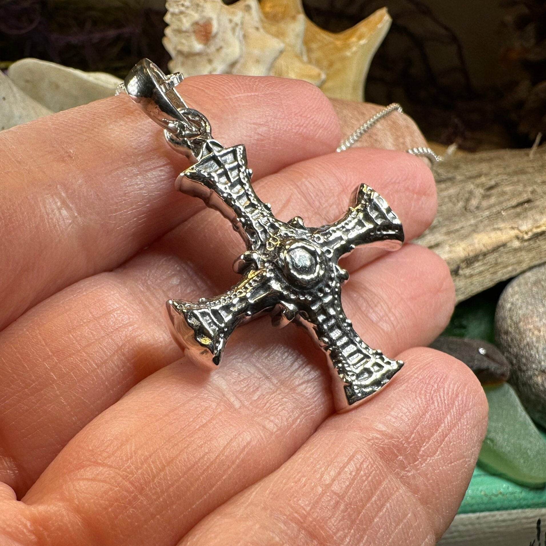 Saint Cuthbert Celtic Cross Necklace - 18