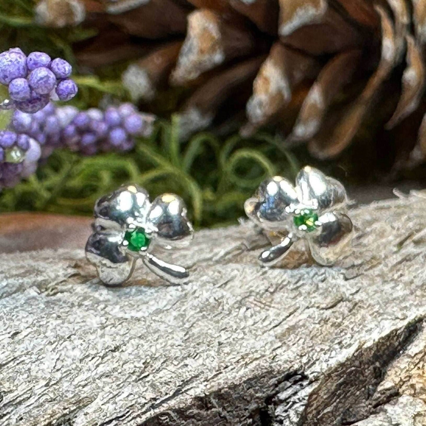 Emerald Shamrock Earrings - 