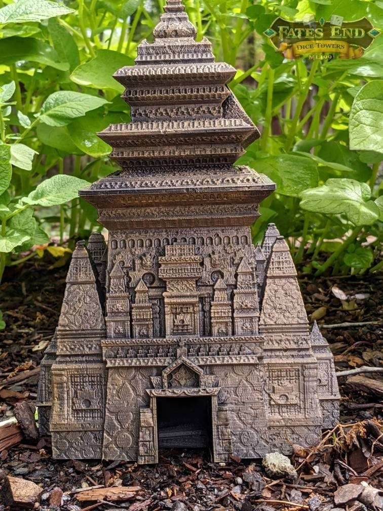 Monk 3D Printed Dice Tower- Fate's End Collection- Channel Tranquil Strength and Unwavering Focus! - Black / Yes- Include Random Dice Set