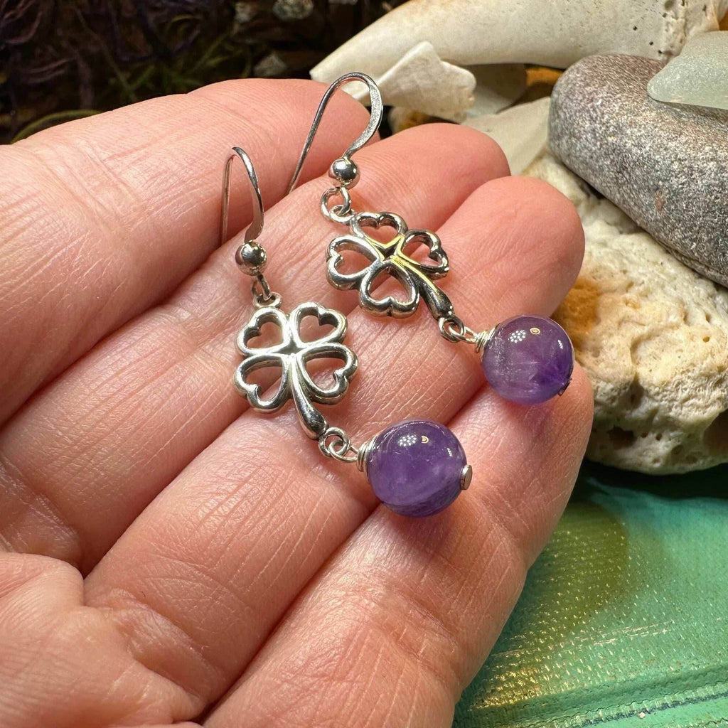Four Leaf Clover Earrings - Amethyst