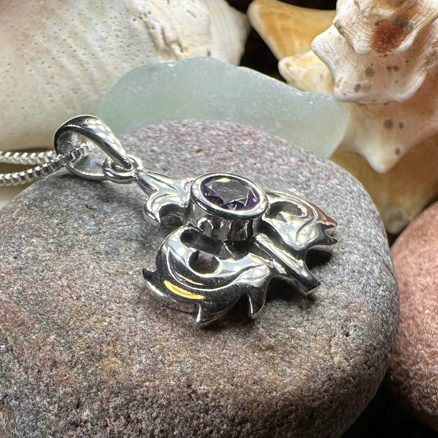 Lorraine Amethyst Thistle Necklace - 18