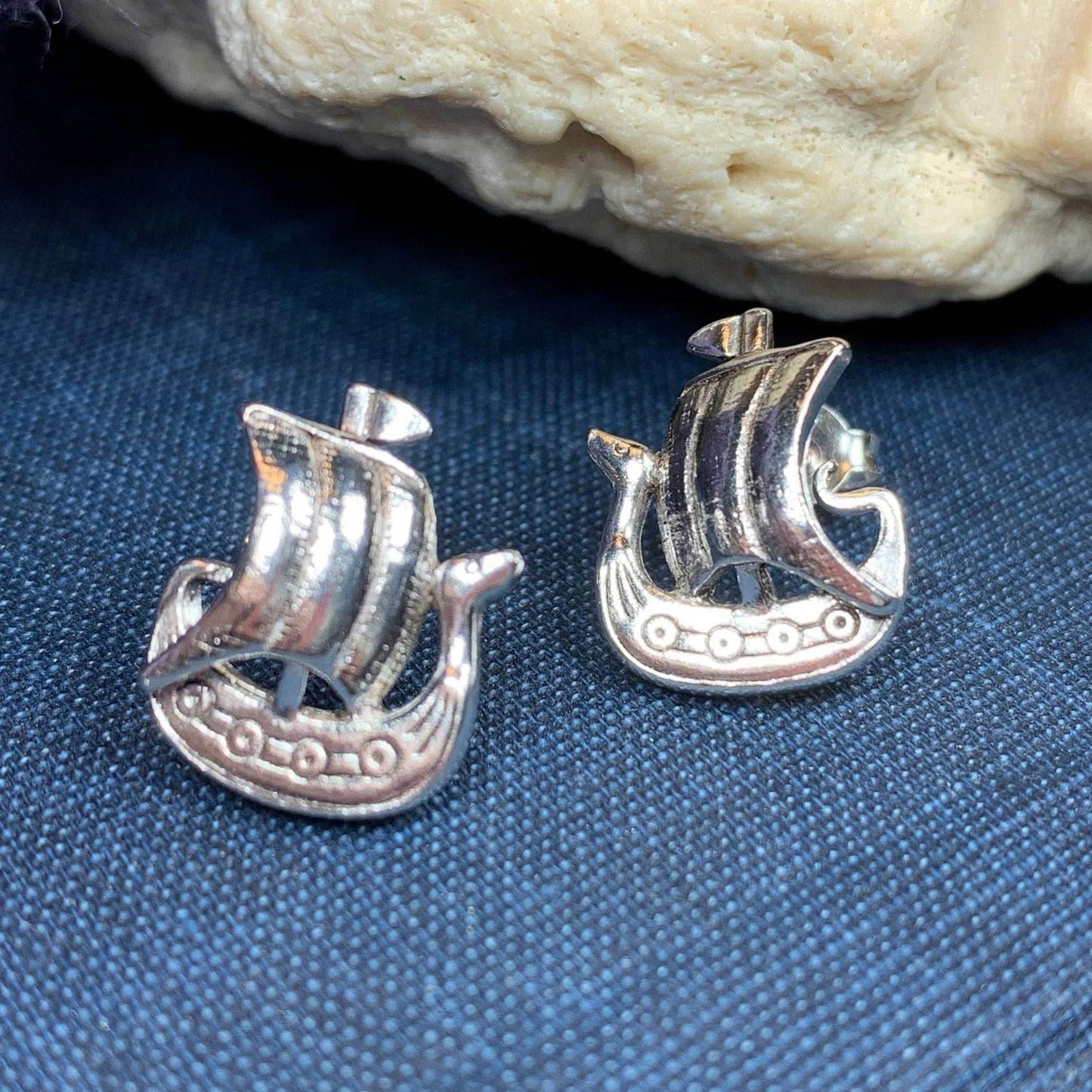 Viking Ship Post Earrings - 