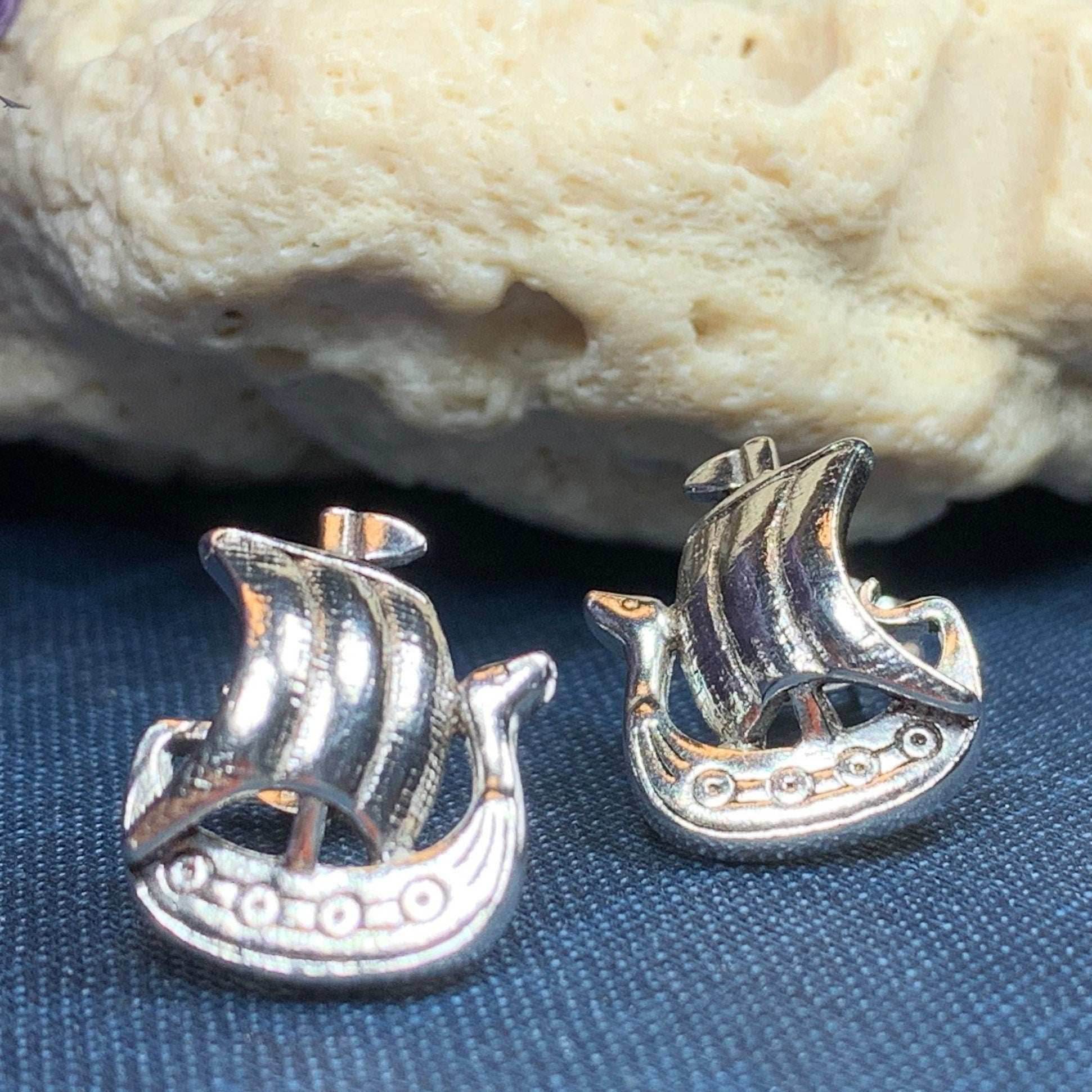 Viking Ship Post Earrings - 