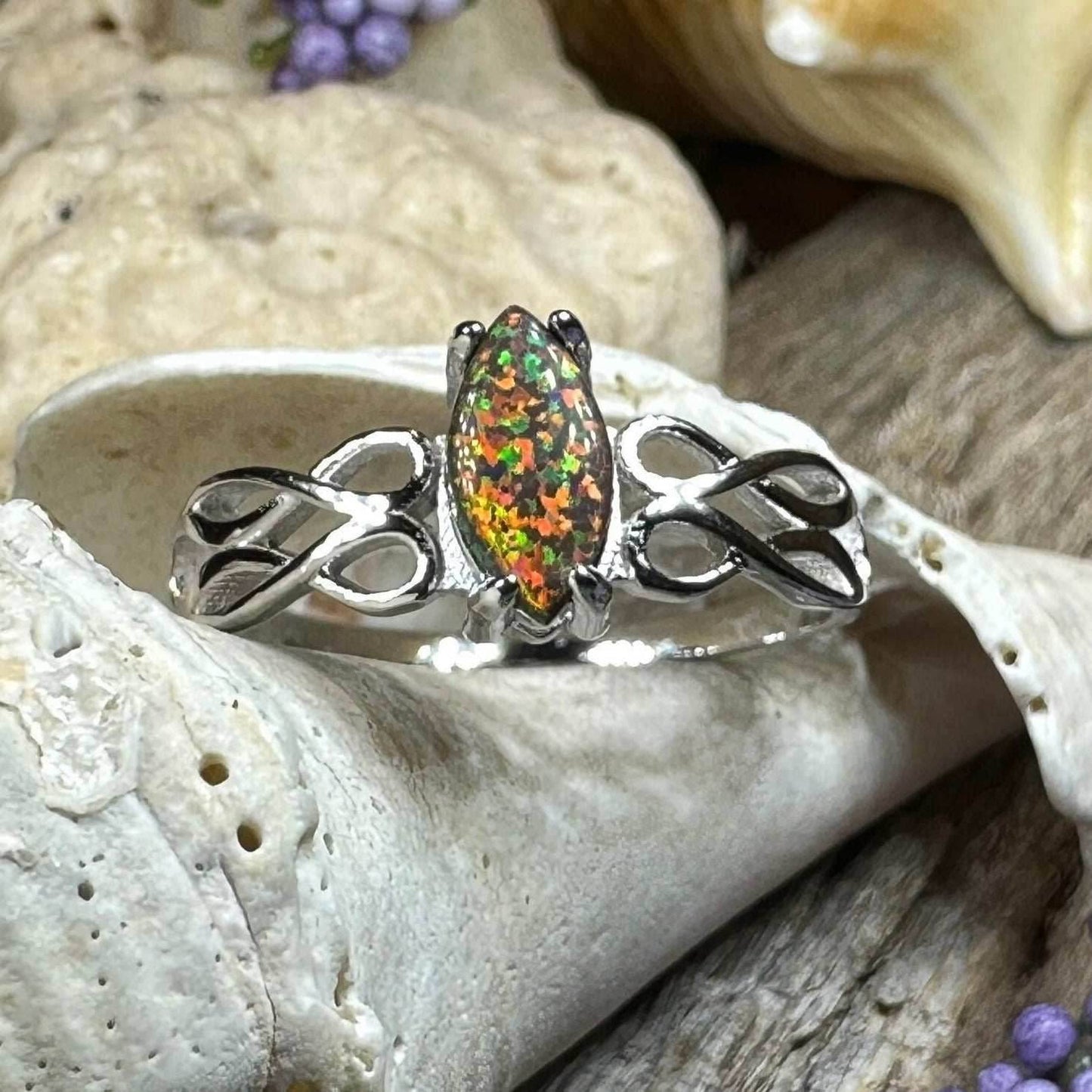 Astrid Celtic Fire Opal Ring - 5