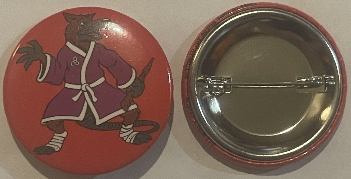 Vintage 1990 Teenage Mutant Ninja Turtles Splinter Cartoon Pin 🐢 — TMNT Button-Up Pinback Button