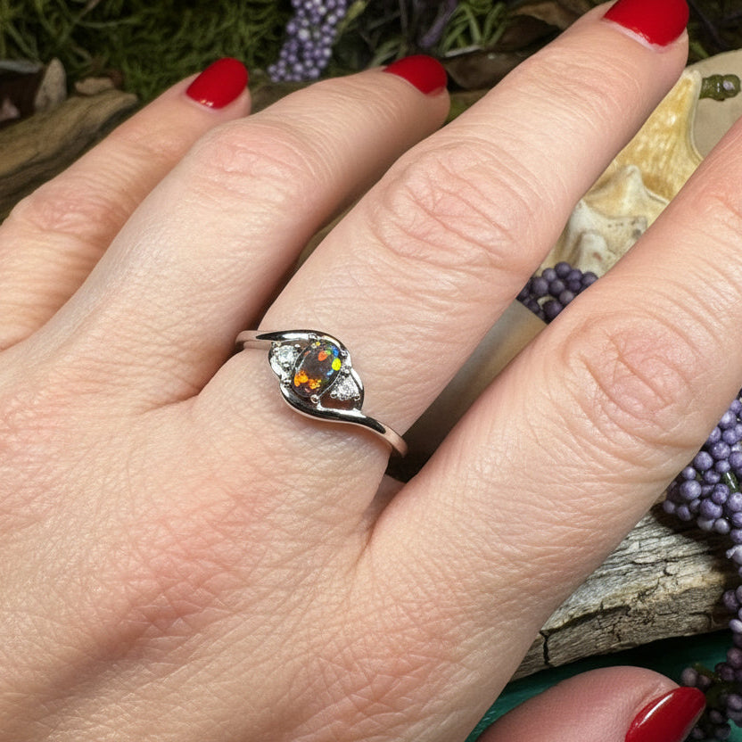 Nya Black Fire Opal Ring