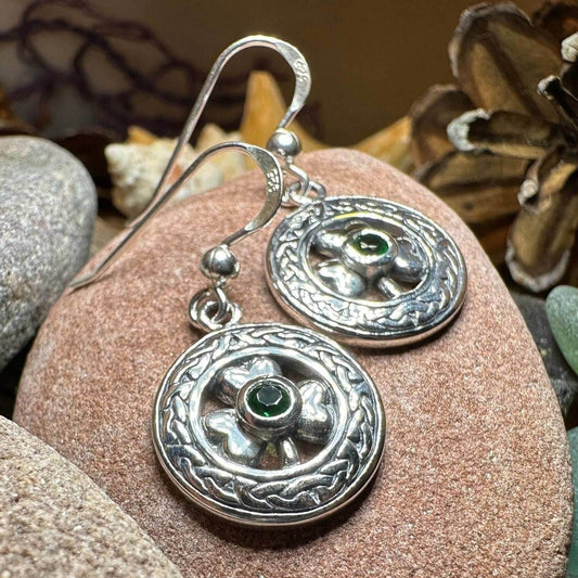 Emerald Shamrock Earrings - 