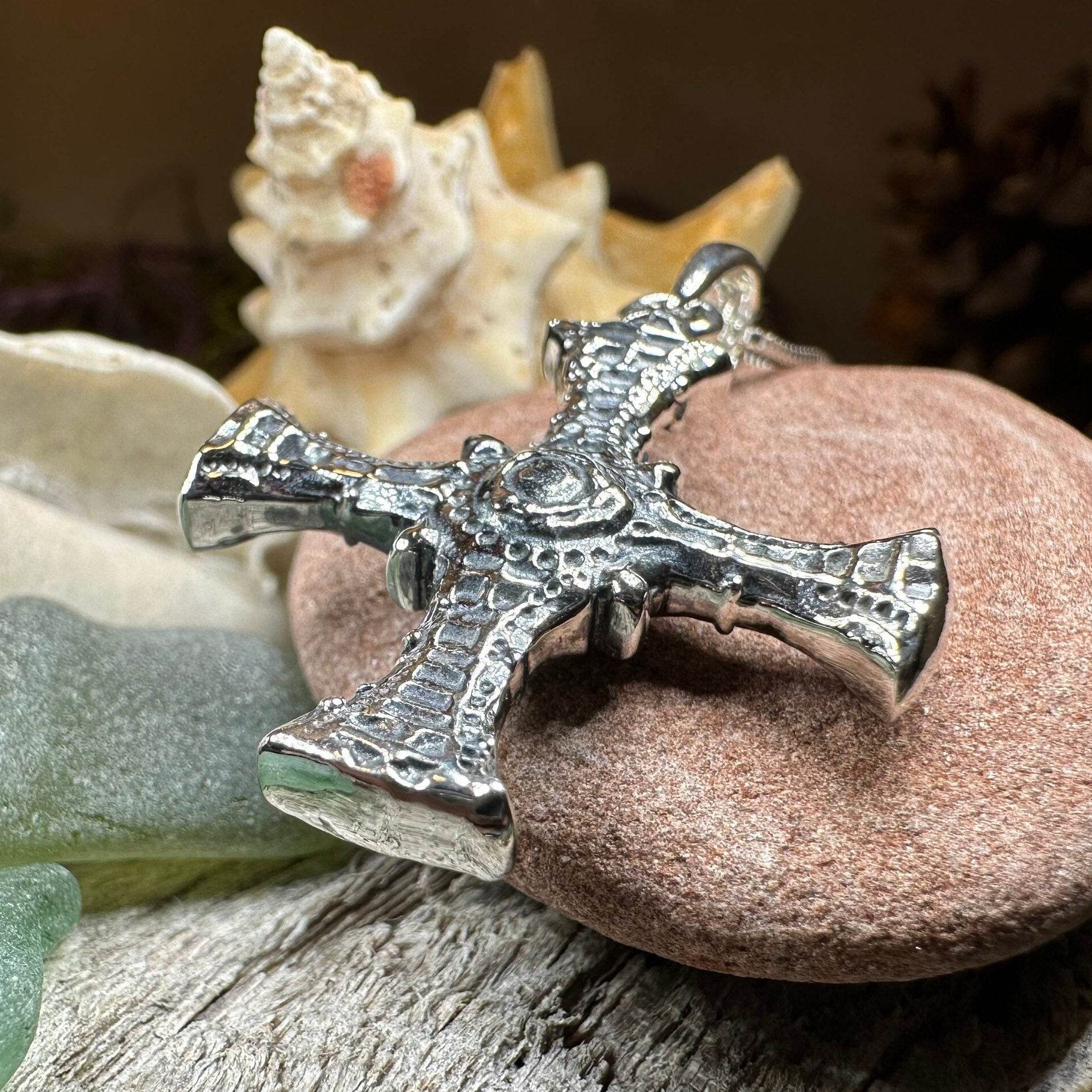 Saint Cuthbert Celtic Cross Necklace - 18