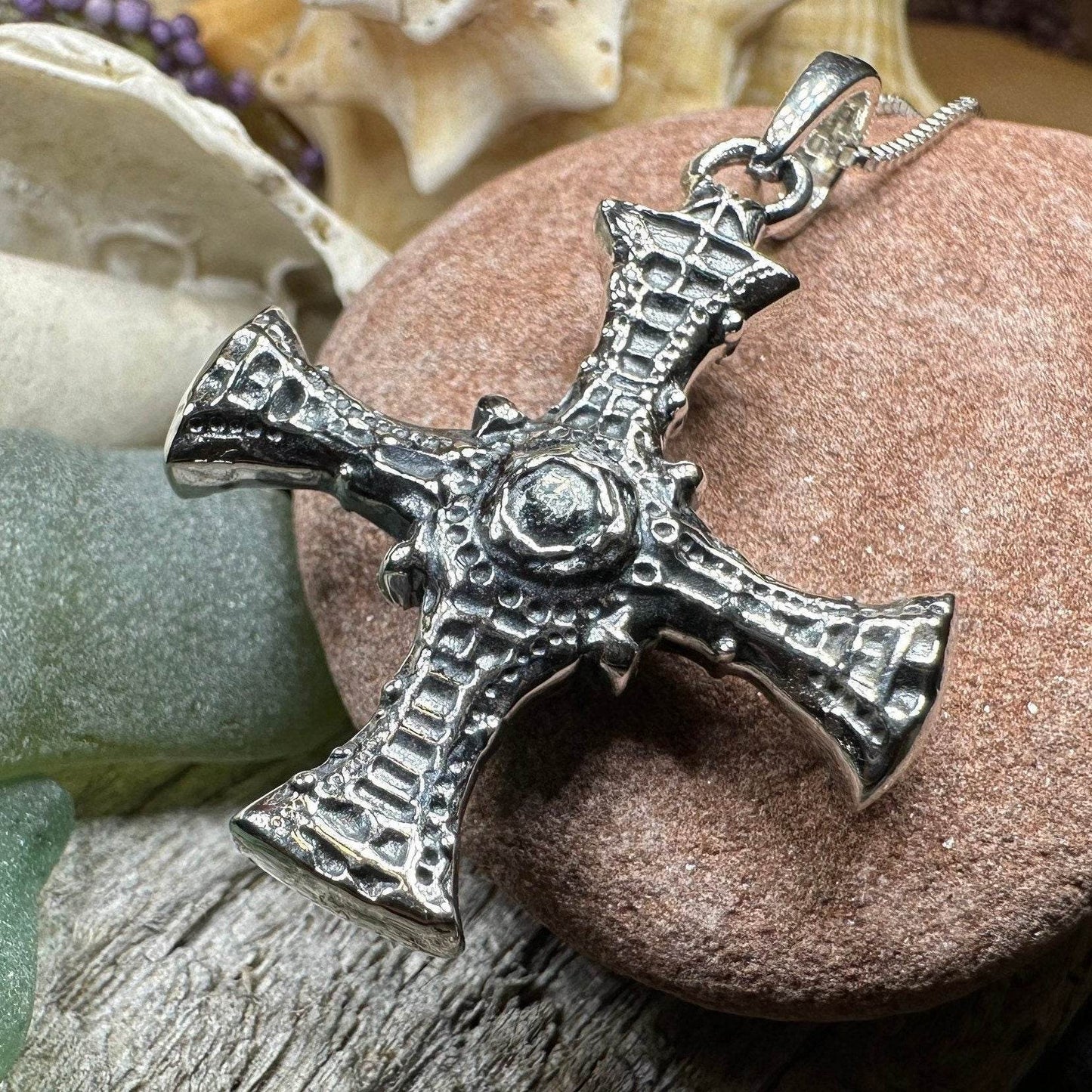 Saint Cuthbert Celtic Cross Necklace - 18