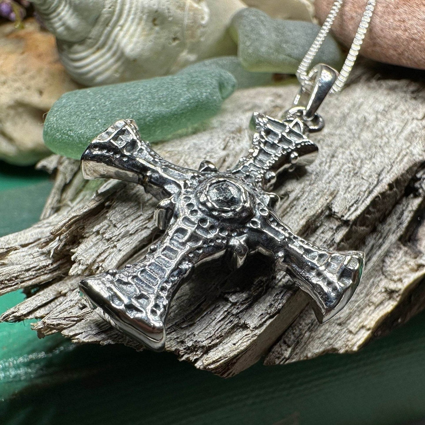 Saint Cuthbert Celtic Cross Necklace - 18