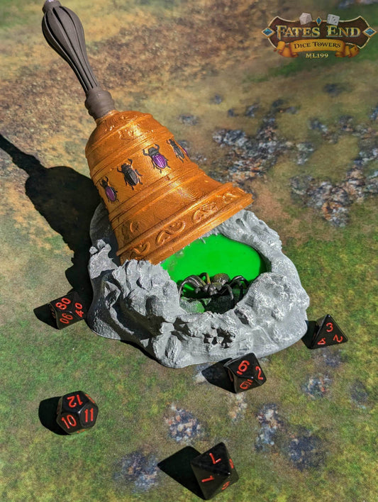 Bell of Bugs Dice Tower - Fate's End Collection - Summon Nature's Melodies and Mysteries with Every Ring. - Black / Yes- Include Random Dice Set