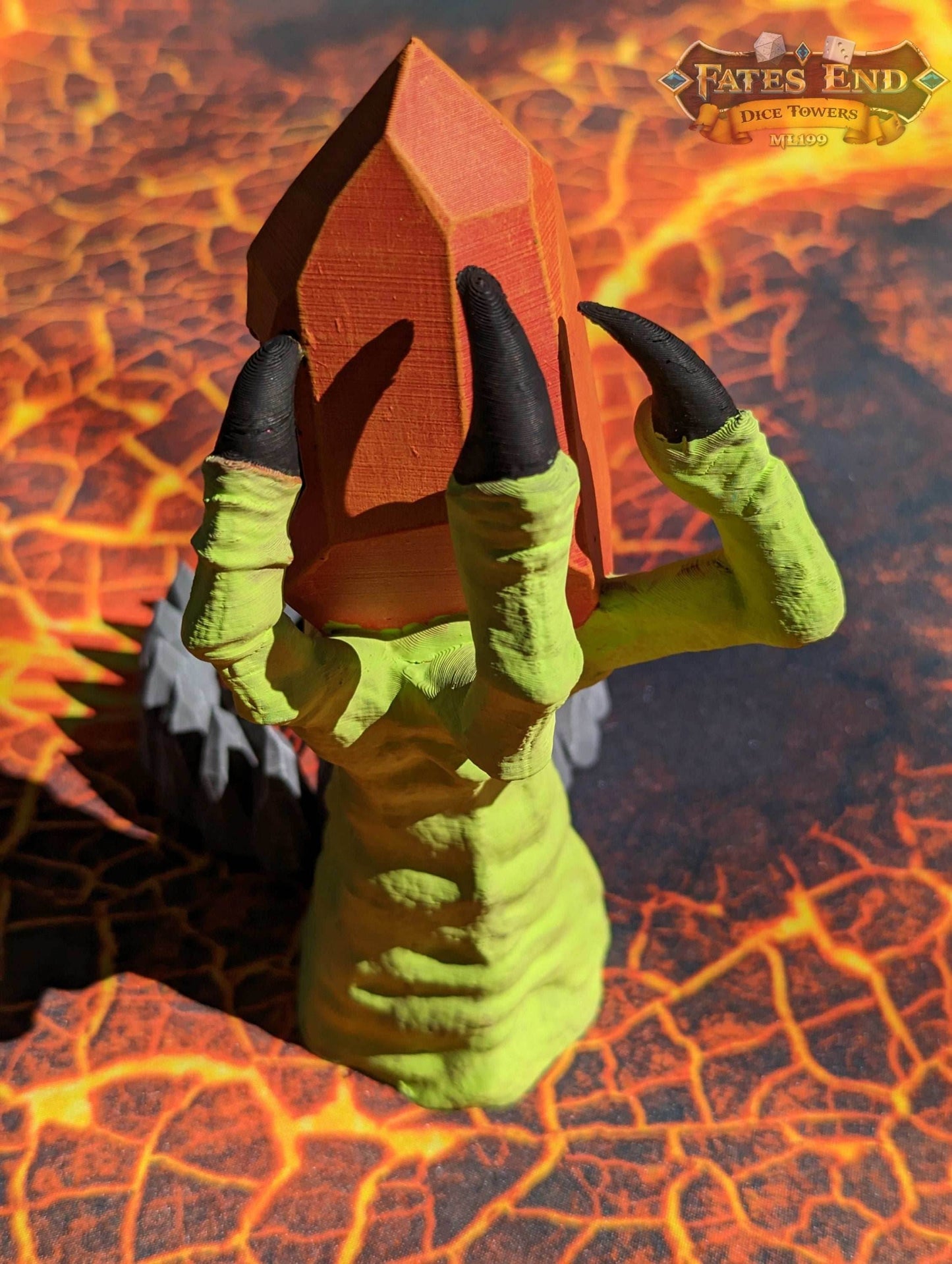 Claw of Fate 3D Printed Dice Tower- Fate's End Collection - Grasp Your Destiny with the Ferocity of Legends! - Black / Yes- Include Random Dice Set