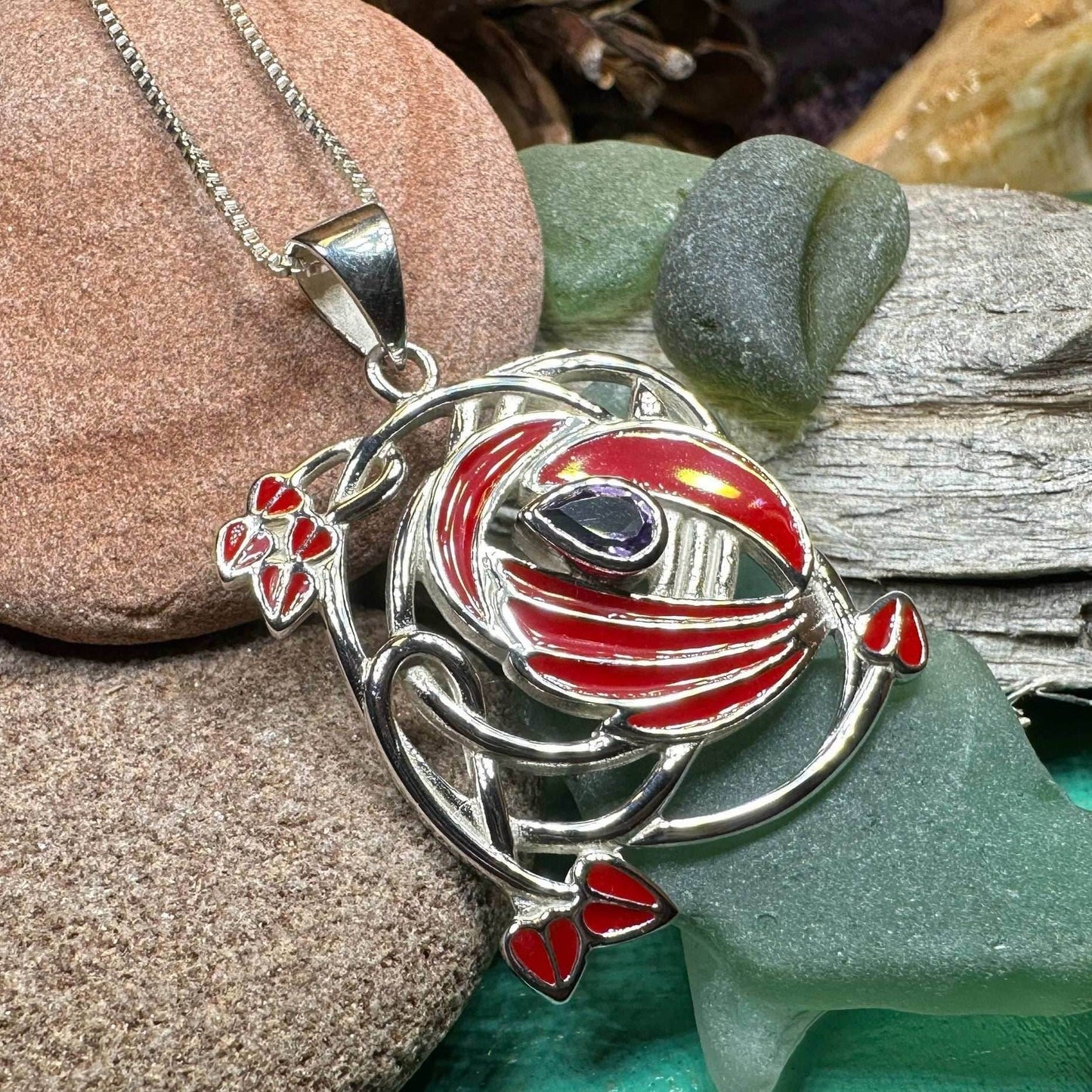 Red Flower Mackintosh Necklace - 18