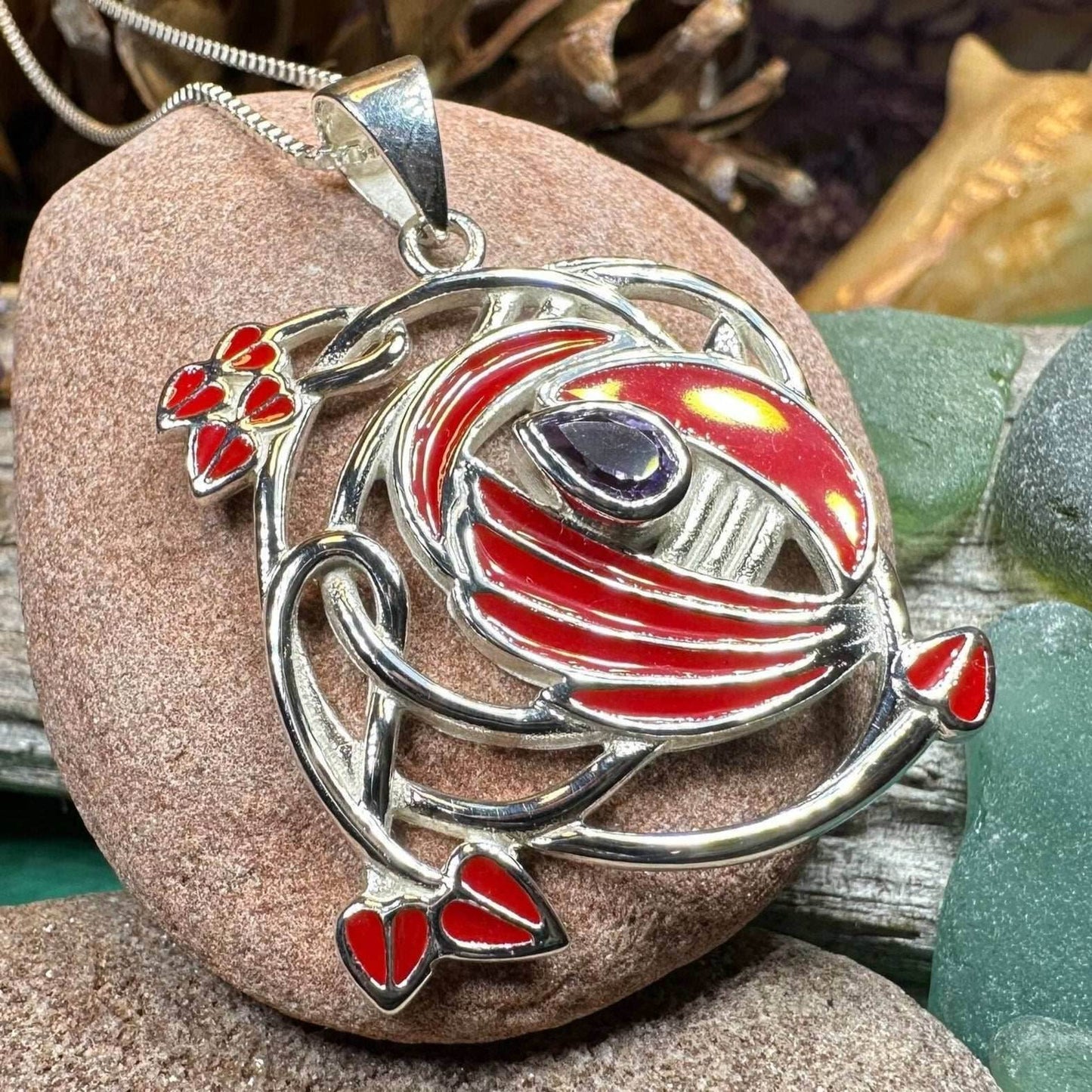 Red Flower Mackintosh Necklace - 18