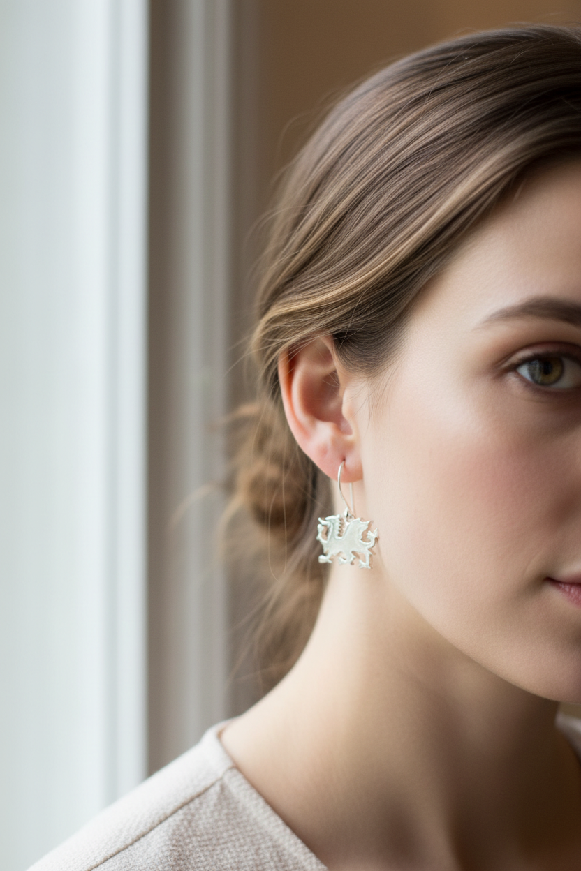 Modern Welsh Dragon Earrings