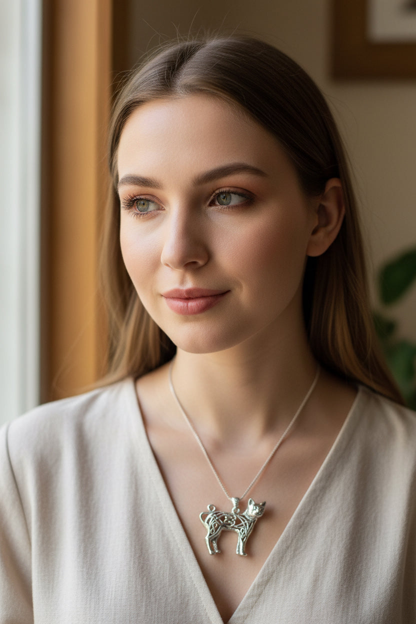 Shavella Celtic Cat Necklace