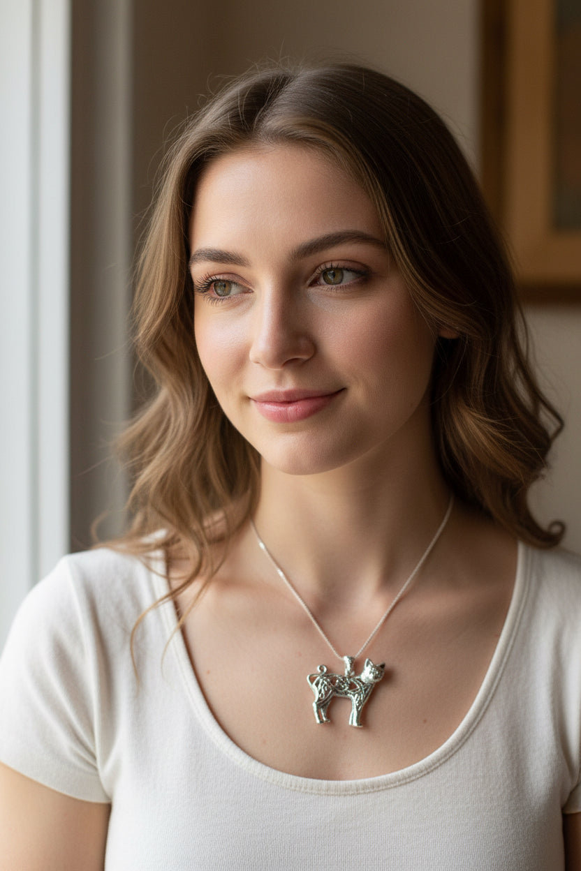Shavella Celtic Cat Necklace