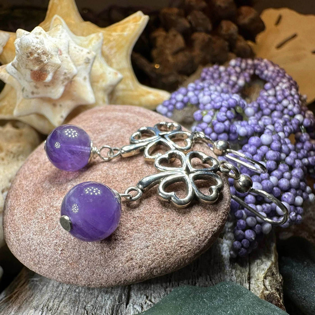 Four Leaf Clover Earrings - Amethyst