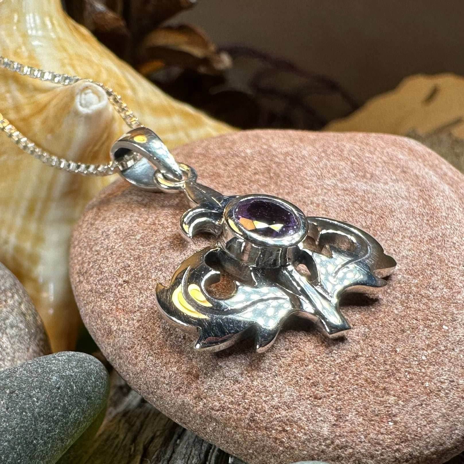 Lorraine Amethyst Thistle Necklace - 18