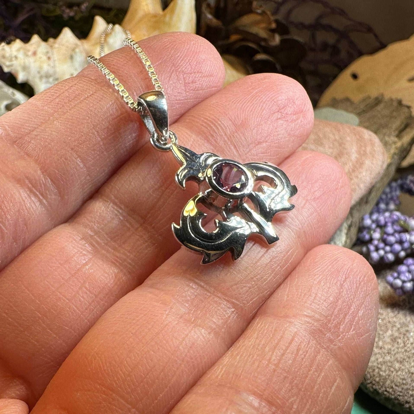 Lorraine Amethyst Thistle Necklace - 18