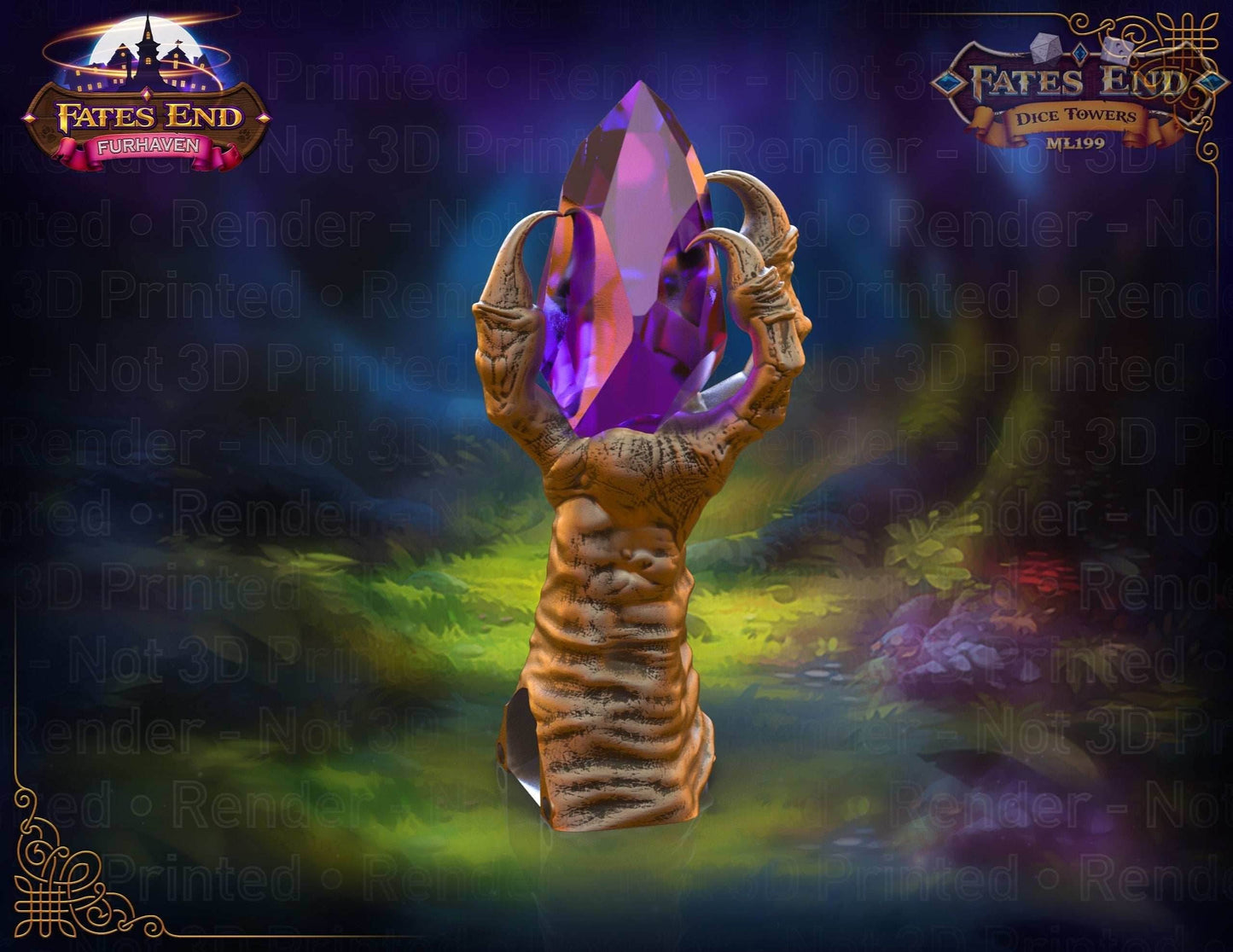 Claw of Fate 3D Printed Dice Tower- Fate's End Collection - Grasp Your Destiny with the Ferocity of Legends! - Black / Yes- Include Random Dice Set