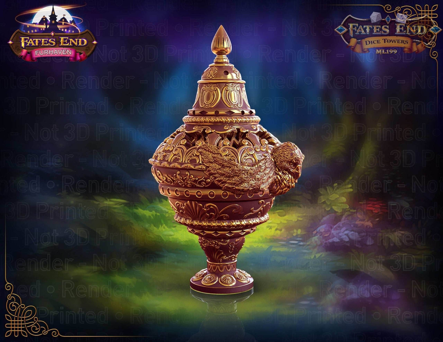 Cleric Owl Dice Tower by Furhaven - Fate's End Collection - Channel Wisdom and Mystique with Every Divine Toss. - Black / Yes- Include Random Dice Set