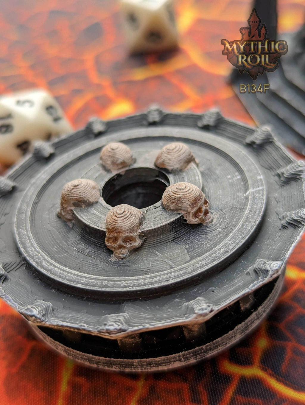 Necromancer Class 3D Printed Dice Jail | D20 Dice Vault | DnD Player Gift| Mythic Roll by Unchained Games - Are You Ready to Raise the Dead? - Black / Yes- Include Random Dice Set