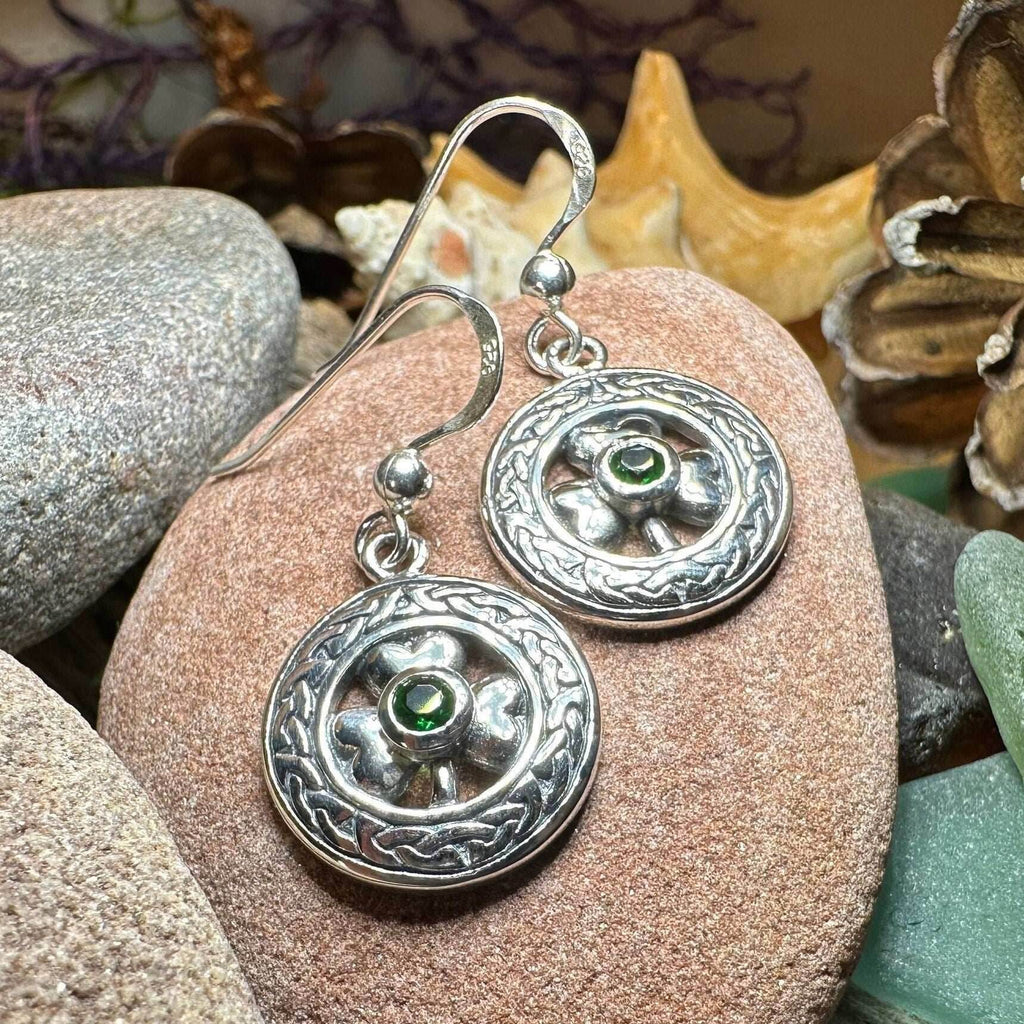 Emerald Shamrock Earrings - 