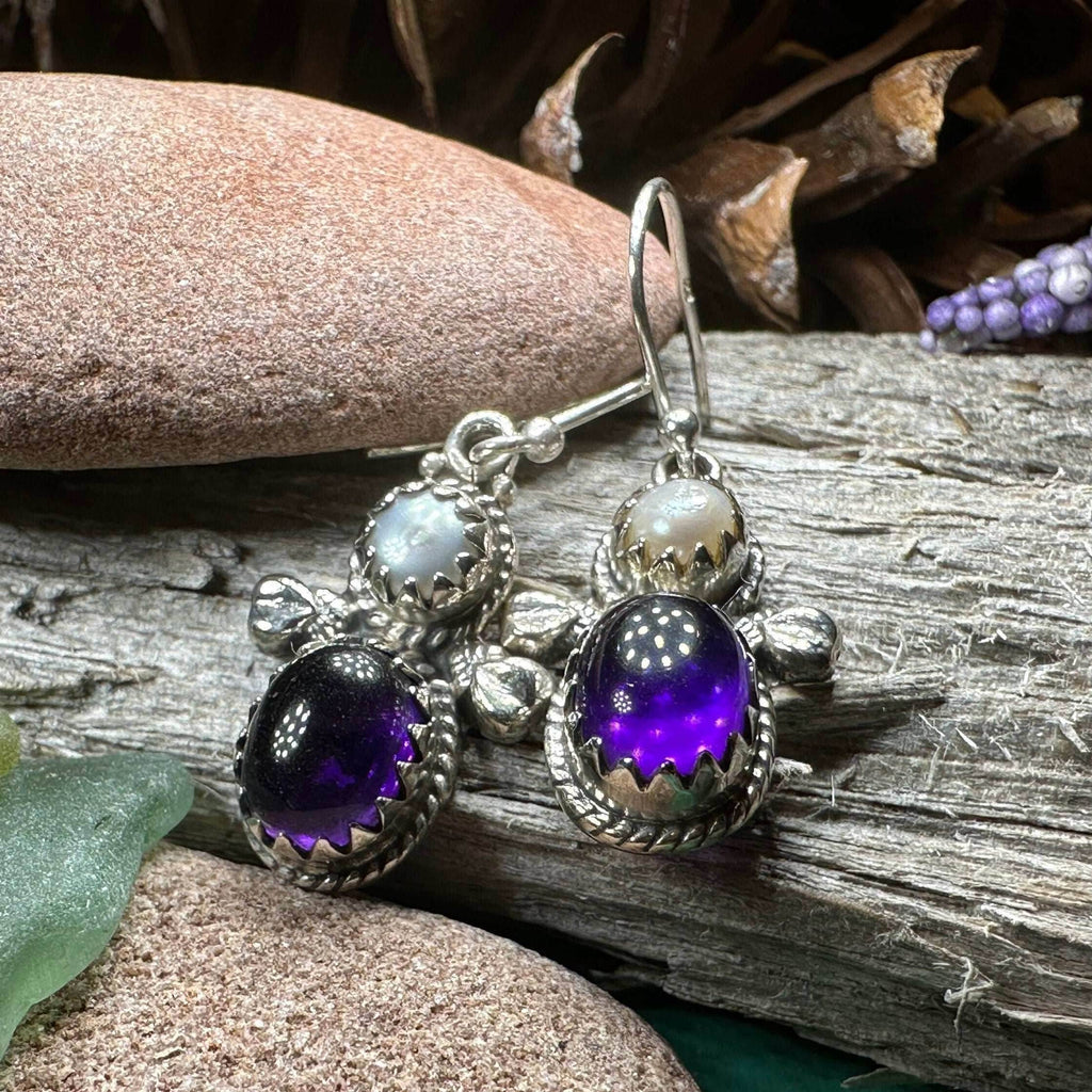 Lora Amethyst Pearl Earrings - 