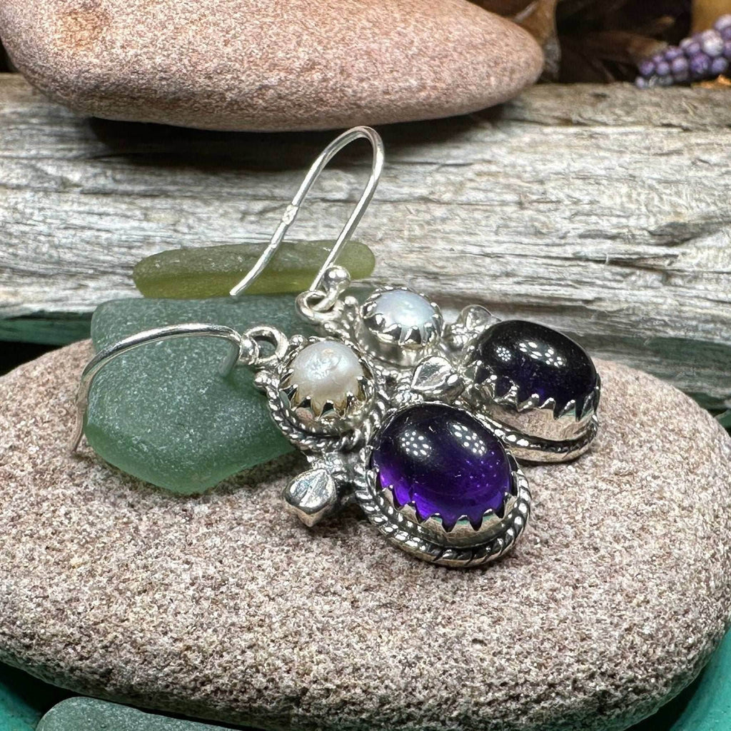 Lora Amethyst Pearl Earrings - 
