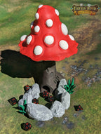 Mushroom 3D Printed Dice Tower - Fate's End Furhaven Collection - Venture into an Enchanted Realm! - Black / Yes- Include Random Dice Set