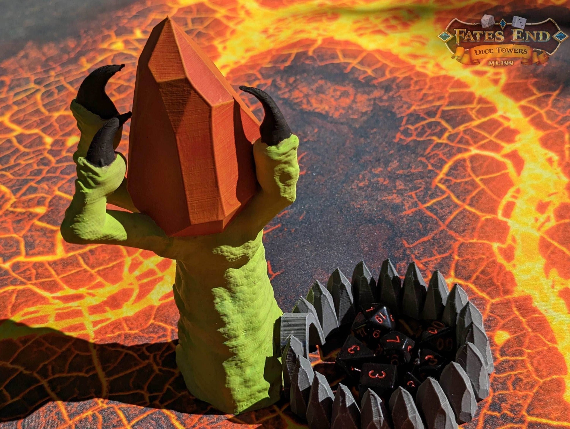 Claw of Fate 3D Printed Dice Tower- Fate's End Collection - Grasp Your Destiny with the Ferocity of Legends! - Black / Yes- Include Random Dice Set