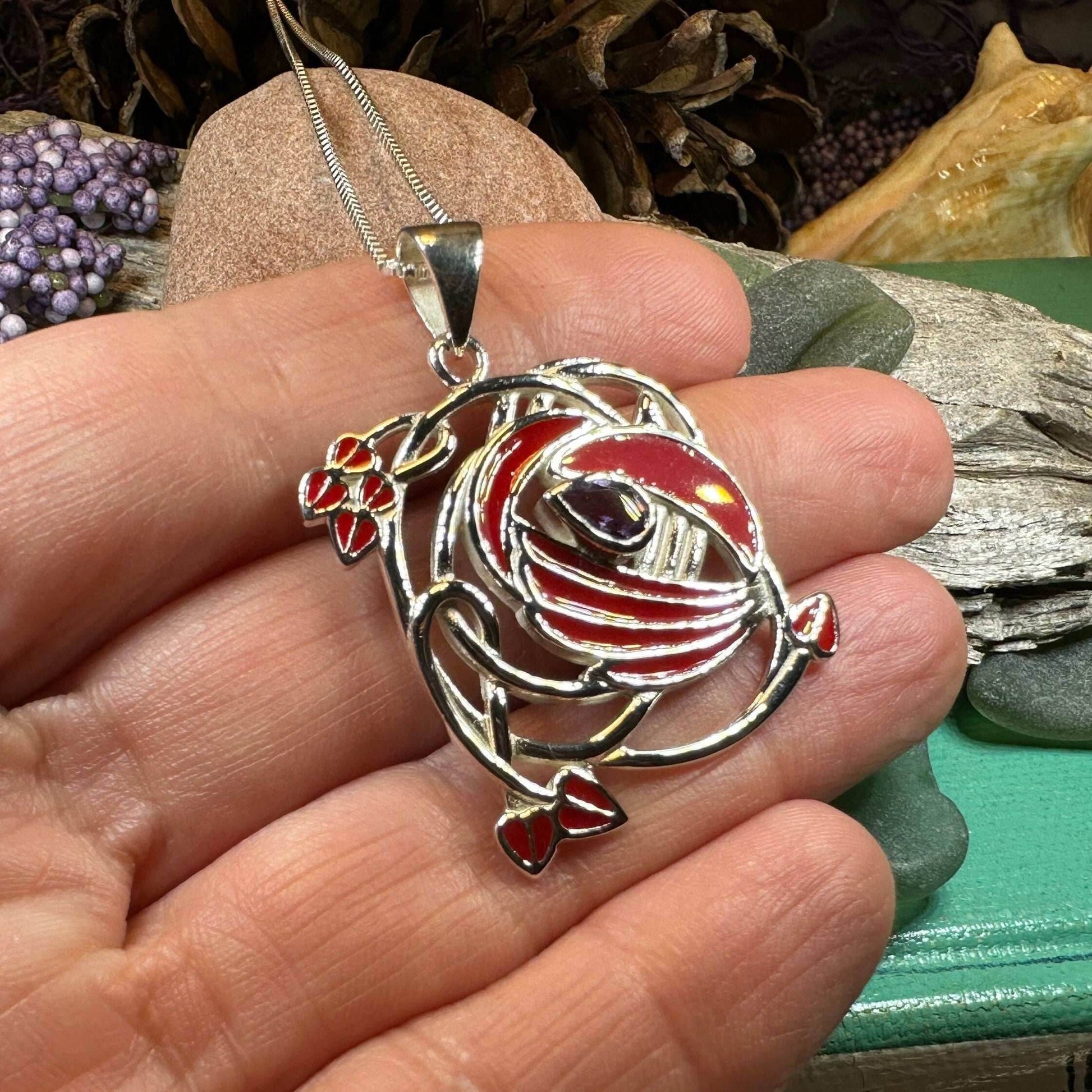 Red Flower Mackintosh Necklace - 18