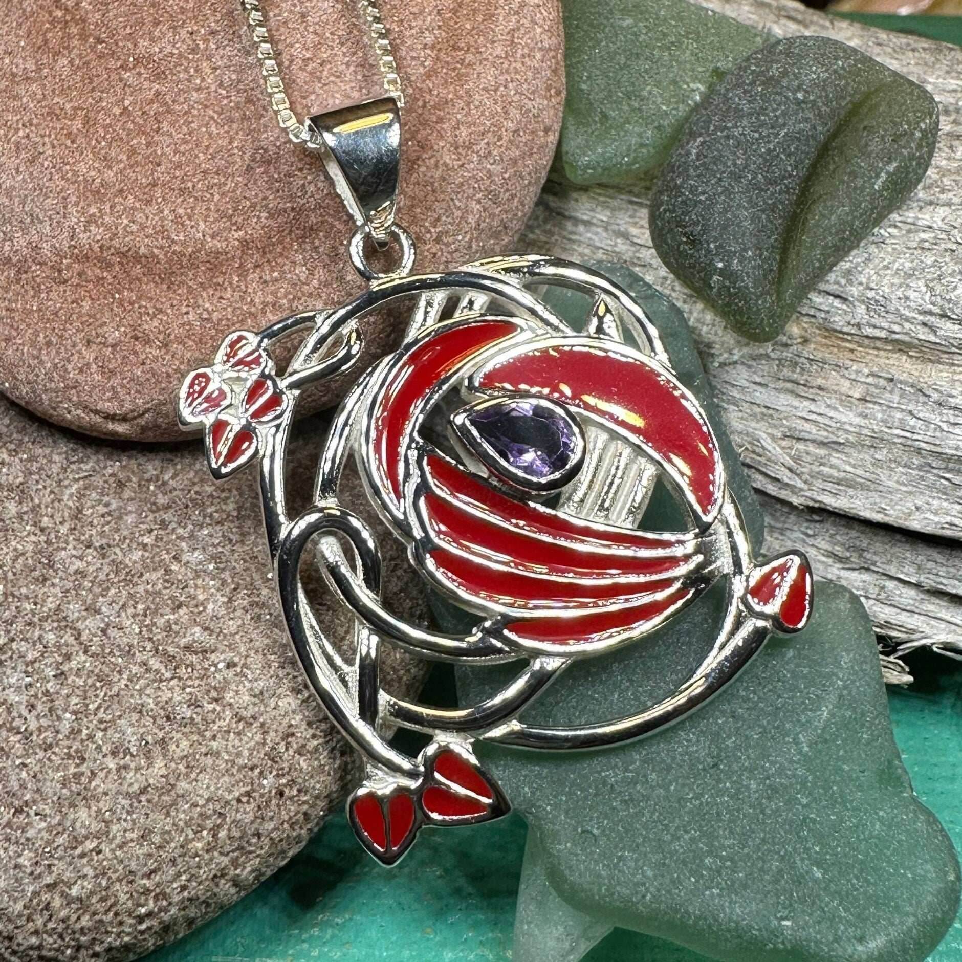 Red Flower Mackintosh Necklace - 18