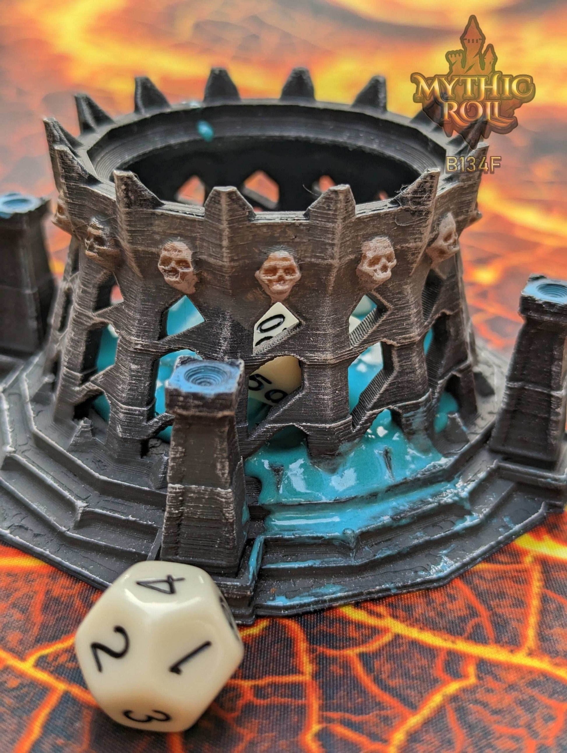 Necromancer Class 3D Printed Dice Jail | D20 Dice Vault | DnD Player Gift| Mythic Roll by Unchained Games - Are You Ready to Raise the Dead? - Black / Yes- Include Random Dice Set