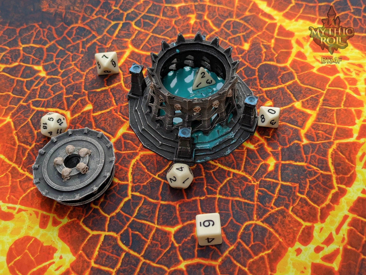 Necromancer Class 3D Printed Dice Jail | D20 Dice Vault | DnD Player Gift| Mythic Roll by Unchained Games - Are You Ready to Raise the Dead? - Black / Yes- Include Random Dice Set