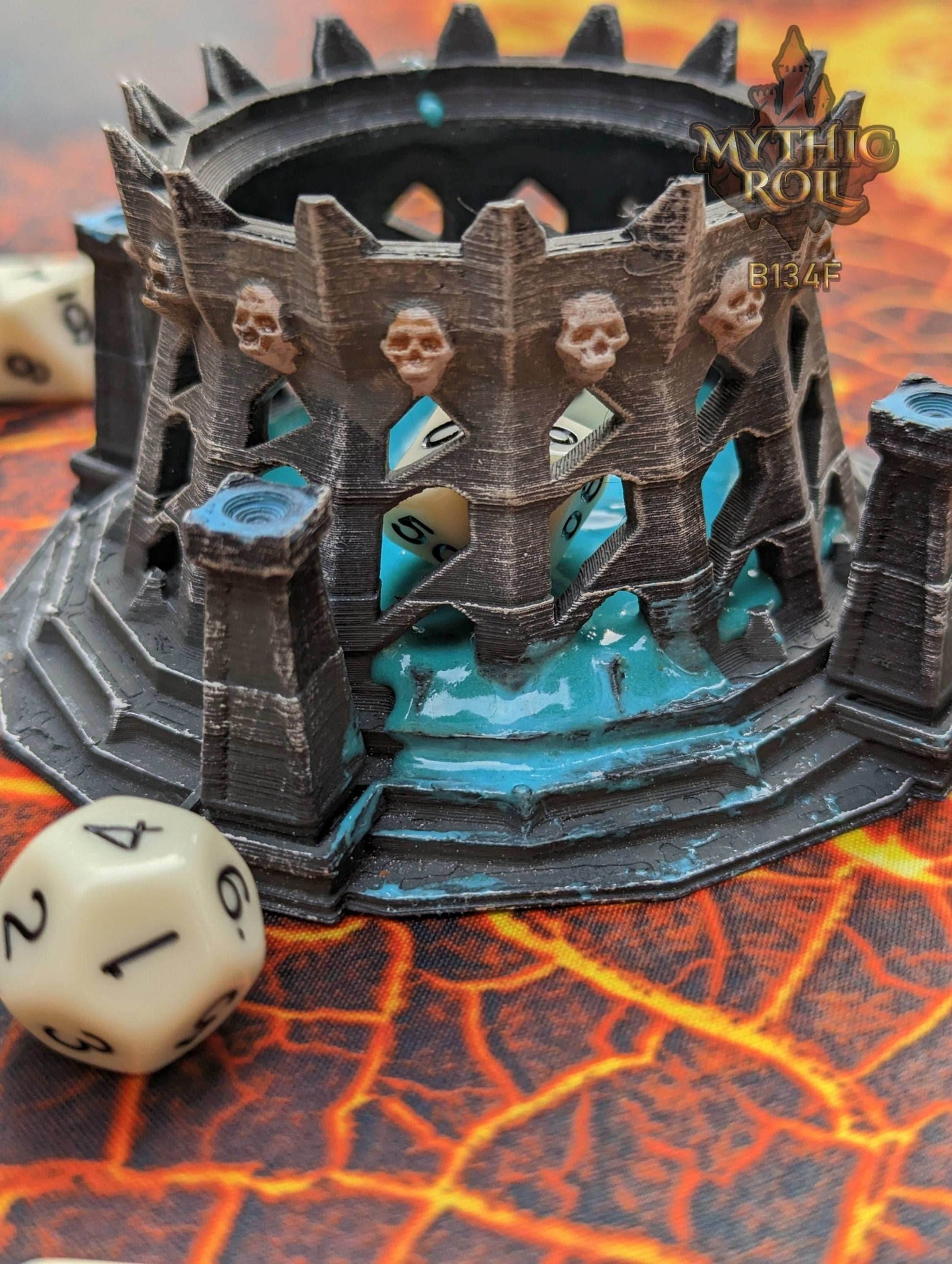 Necromancer Class 3D Printed Dice Jail | D20 Dice Vault | DnD Player Gift| Mythic Roll by Unchained Games - Are You Ready to Raise the Dead? - Black / Yes- Include Random Dice Set
