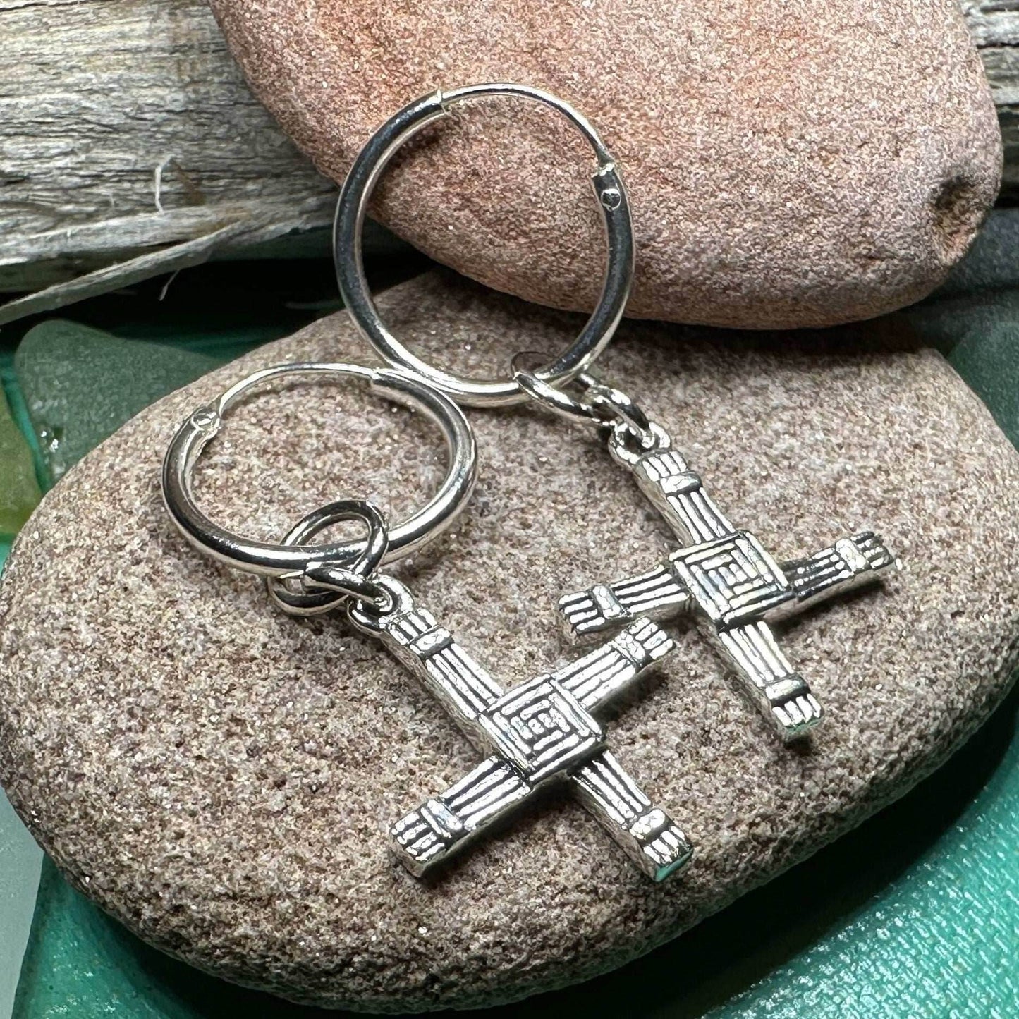 Saint Brigid's Cross Hoop Earrings - 