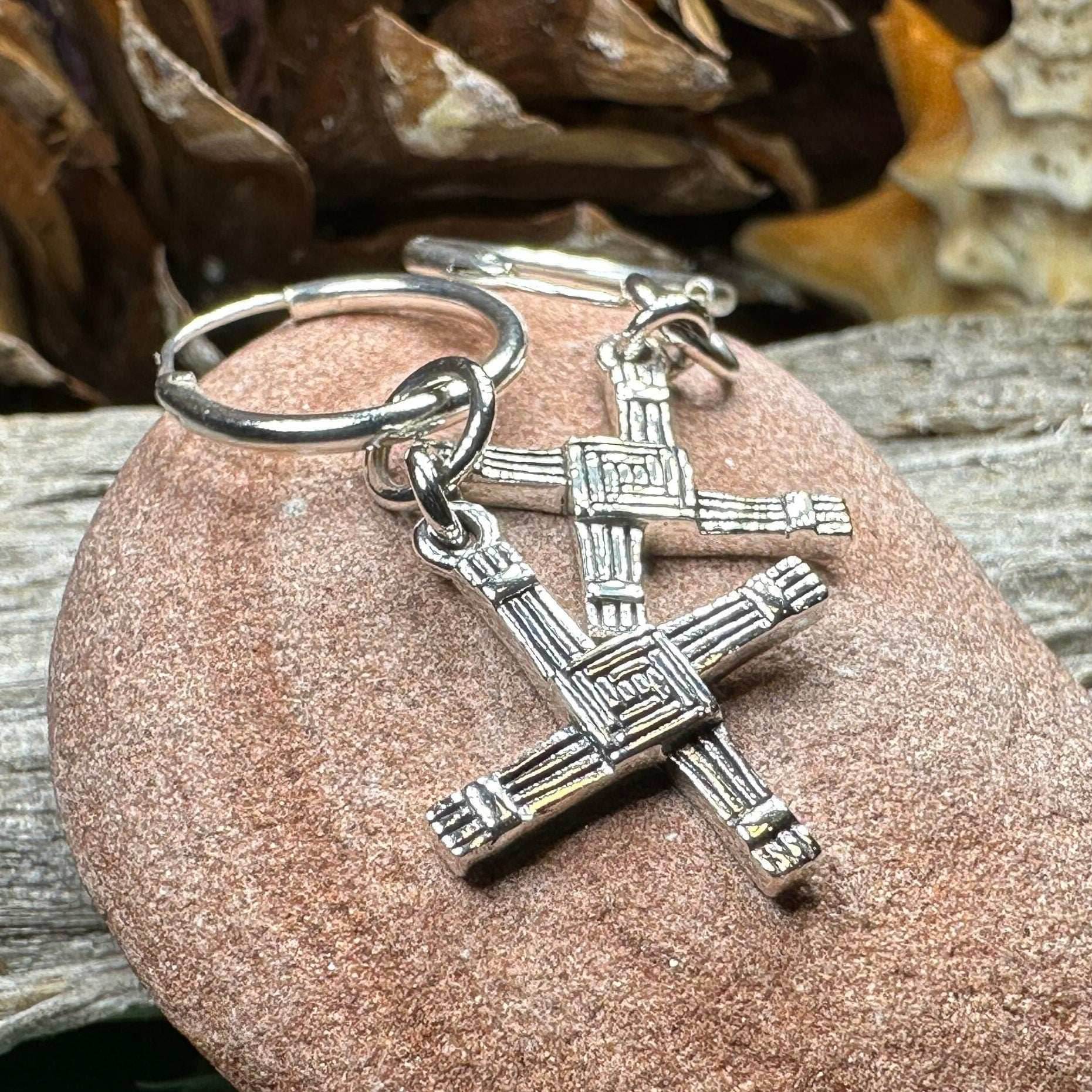 Saint Brigid's Cross Hoop Earrings - 