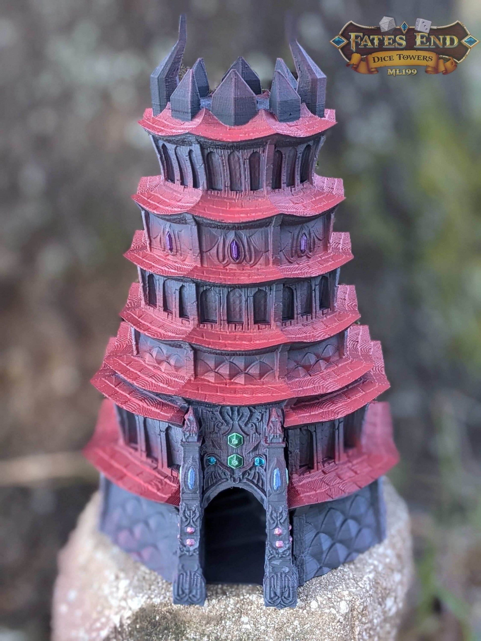 Drow Dice Tower - Fate's End Collection - Weave Through Shadows and Mysteries with Every Silent Roll. - Black / Yes- Include Random Dice Set