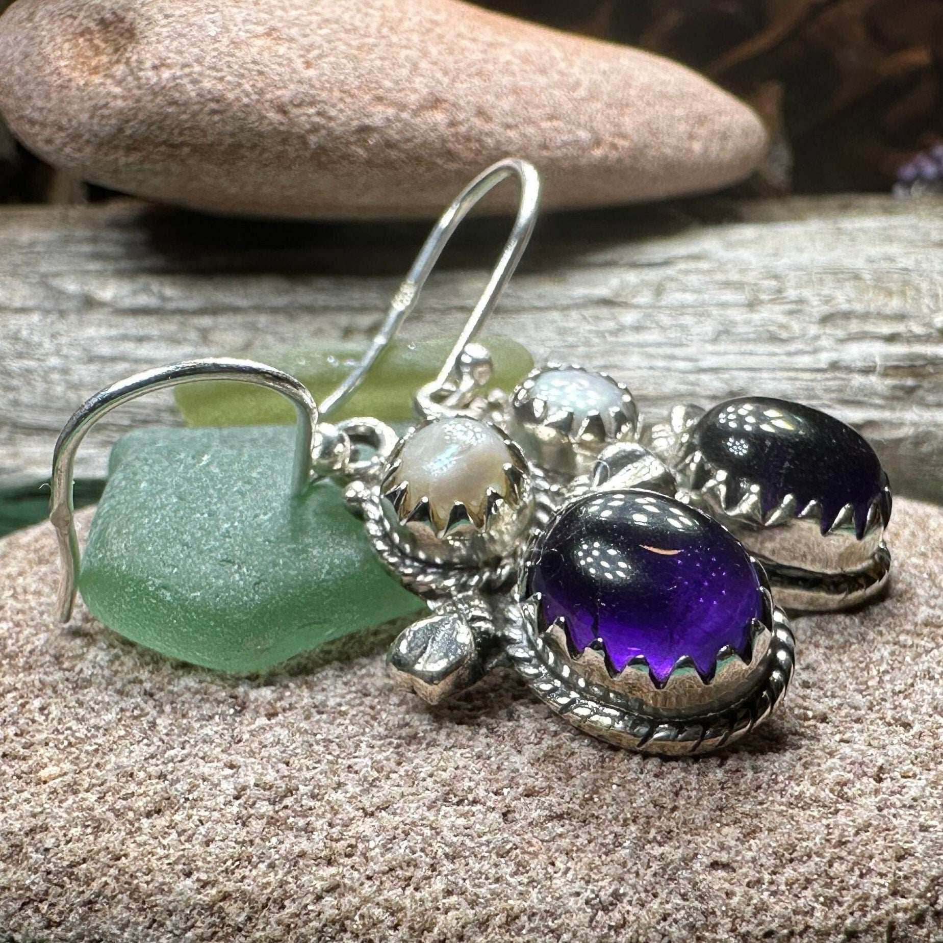 Lora Amethyst Pearl Earrings - 